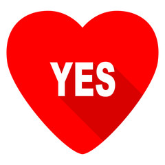 yes red heart valentine flat icon