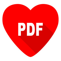 pdf red heart valentine flat icon