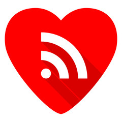 rss red heart valentine flat icon