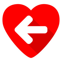 left arrow red heart valentine flat icon