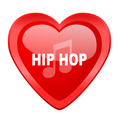 hip hop red heart valentine glossy web icon