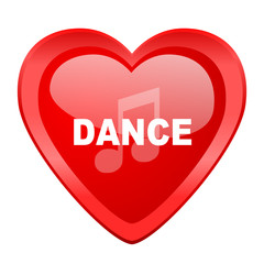 dance music red heart valentine glossy web icon