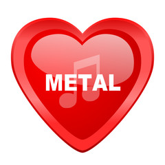 metal music red heart valentine glossy web icon