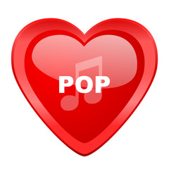 pop music red heart valentine glossy web icon