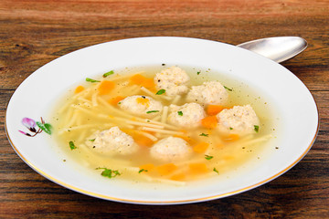 Soup with Chicken Meatballs and Noodles