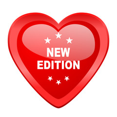 new edition red heart valentine glossy web icon