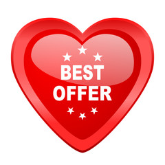 best offer red heart valentine glossy web icon