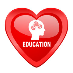 education red heart valentine glossy web icon