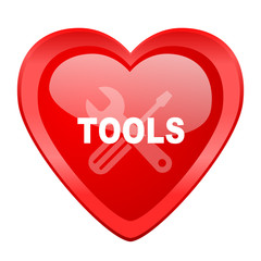 tools red heart valentine glossy web icon
