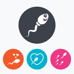 Sperm icons. Fertilization or insemination signs