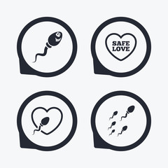 Sperm icons. Fertilization or insemination signs