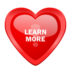 learn more red heart valentine glossy web icon