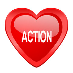 action red heart valentine glossy web icon