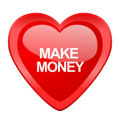 make money red heart valentine glossy web icon
