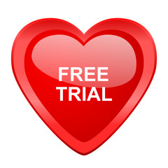 free trial red heart valentine glossy web icon