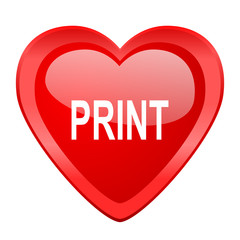 print red heart valentine glossy web icon