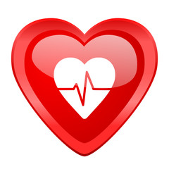 pulse red heart valentine glossy web icon