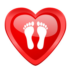 foot red heart valentine glossy web icon