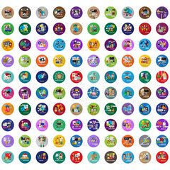Fototapeta na wymiar Flat Colorful Icons Set: Vector Illustration, Graphic Design. Collection Of Color Icons. For Web, Websites, Print, Presentation Templates, Mobile Applications And Promotional Materials