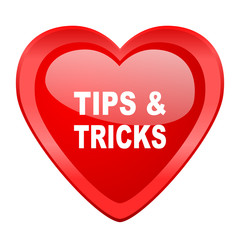 tips tricks red heart valentine glossy web icon