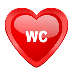 toilet red heart valentine glossy web icon