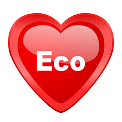 eco red heart valentine glossy web icon