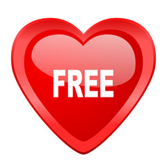 free red heart valentine glossy web icon