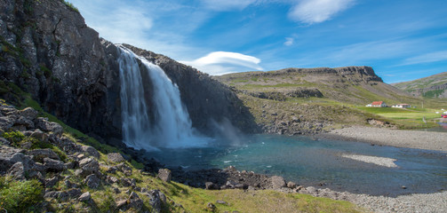 Fossdalur waterfall