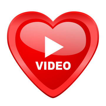 video red heart valentine glossy web icon