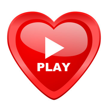 play red heart valentine glossy web icon