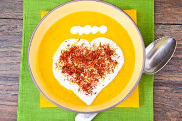 Pumpkin Cream Soup with Saffron Diet Food