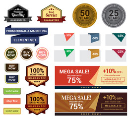 Obraz premium Promotional & Marketing Set. This set contains badges, sale tags, buttons, and banners for your designs, such us for online shop, email newsletter or email marketing, web banner, print ad, etc.