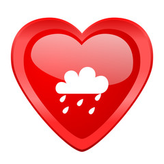 rain red heart valentine glossy web icon