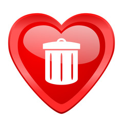 recycle red heart valentine glossy web icon