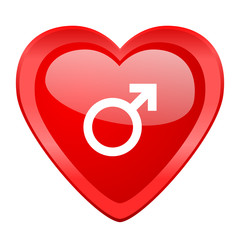 male red heart valentine glossy web icon