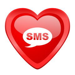 sms red heart valentine glossy web icon