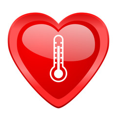 thermometer red heart valentine glossy web icon