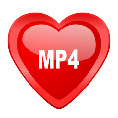 mp4 red heart valentine glossy web icon