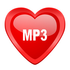 mp3 red heart valentine glossy web icon