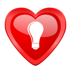 bulb red heart valentine glossy web icon