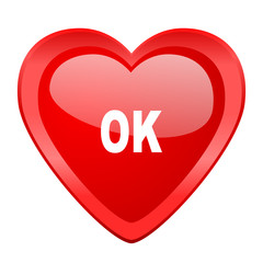 ok red heart valentine glossy web icon