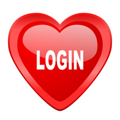 login red heart valentine glossy web icon