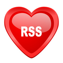 rss red heart valentine glossy web icon