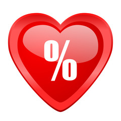 percent red heart valentine glossy web icon