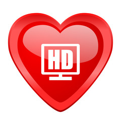 hd display red heart valentine glossy web icon
