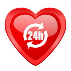 24h red heart valentine glossy web icon