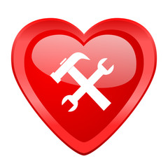 Fototapeta premium tool red heart valentine glossy web icon