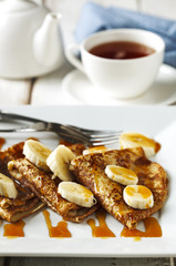 Crepes With Bananas and Caramel syrup