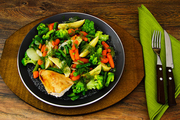 Steamed Vegetables Potatoes, Carrots, Corn, Green Beans, Onion w