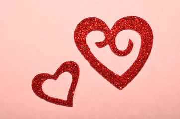 Sparkling romantic red hearts
